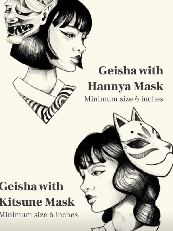 Geisha with Kitsune & Hannya