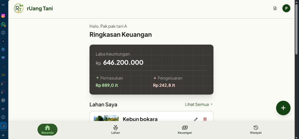 rUang Tani Desktop Dashboard